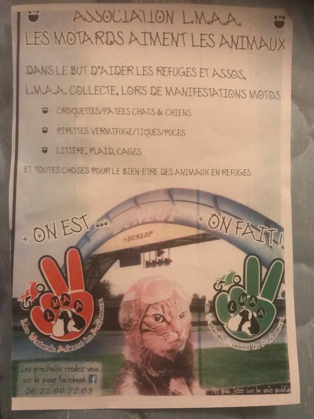 affiche pour la colecte de don de l'association LMAA