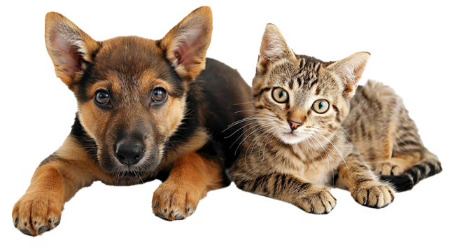 pngtree portrait of happy dog and cat that looking at the camera png image 12828737